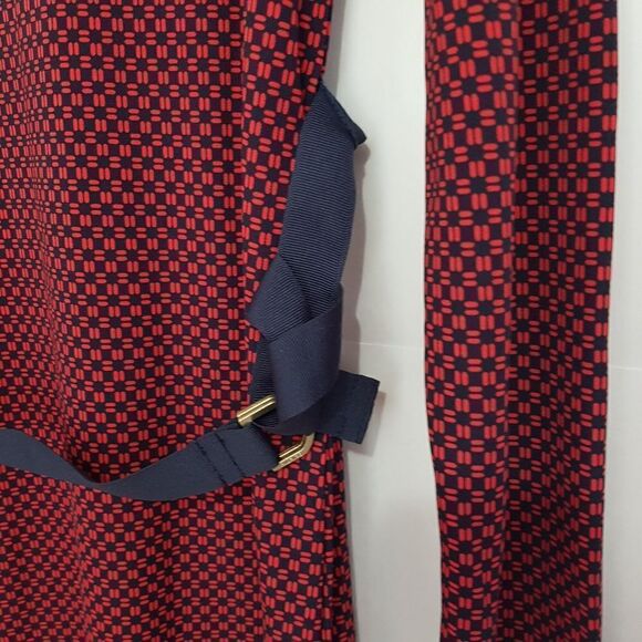 Tommy Hilfiger Red and Navy Dress with Belt Medium - Picture 7 of 16